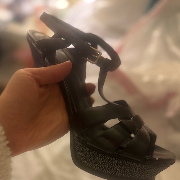 YSL Limited Edition Stingray Pebble Tribute Platform 👠 Sz 37 Excellent Condition - Picture 8 of 15